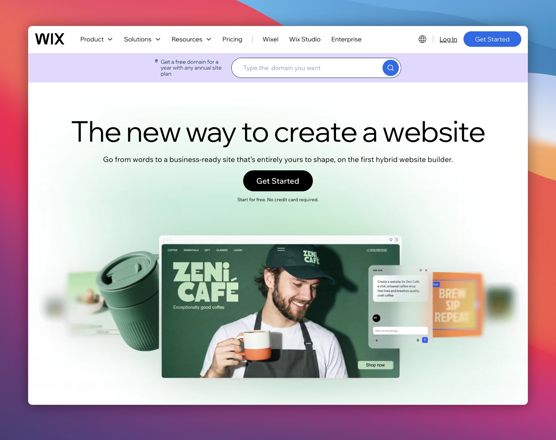 The Wix homepage promoting its AI website builder