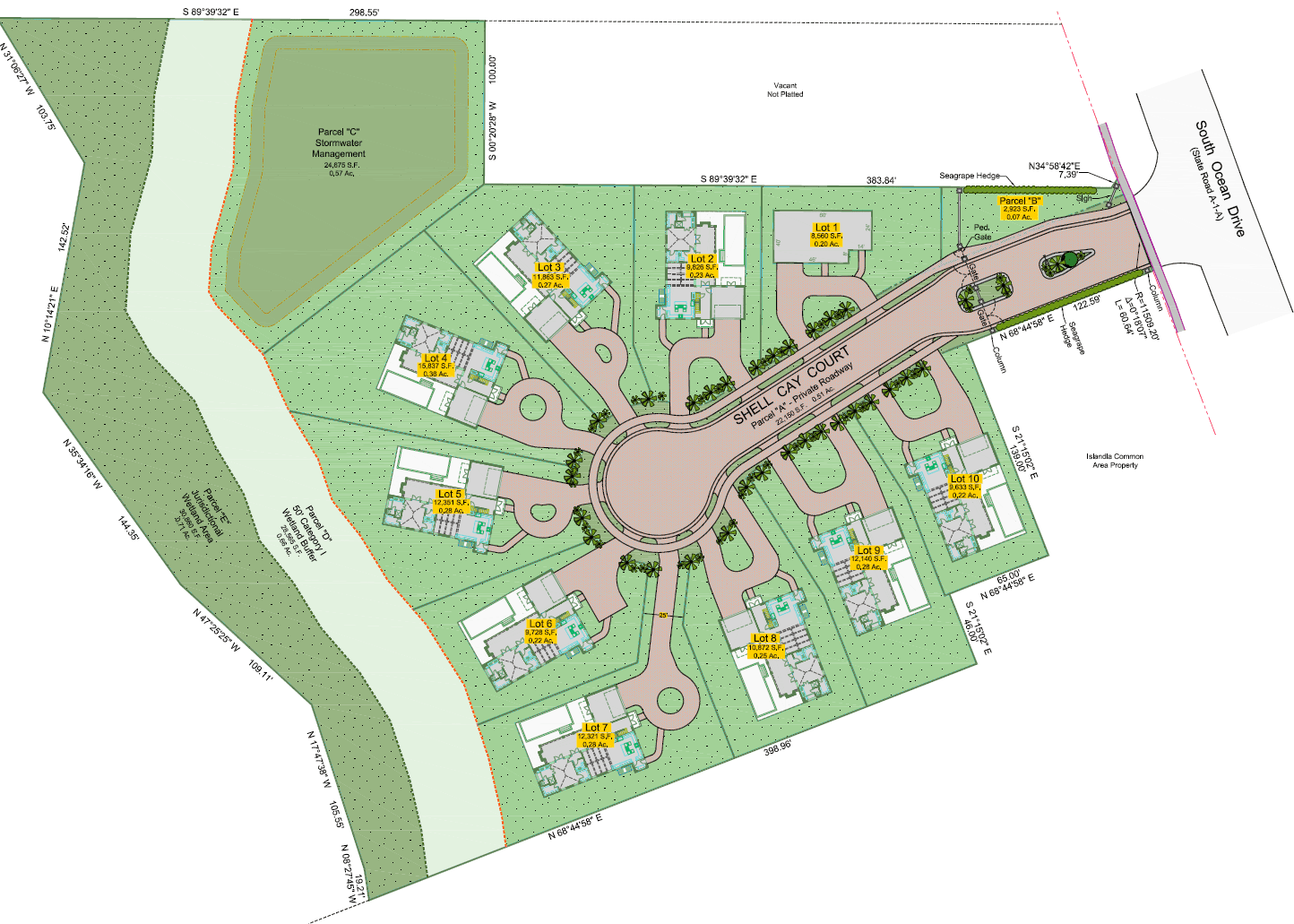Aerial view of Shell Cay housing development