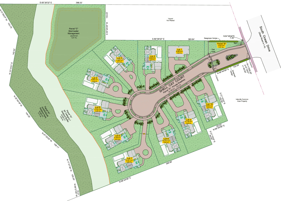 Aerial view of Shell Cay housing development